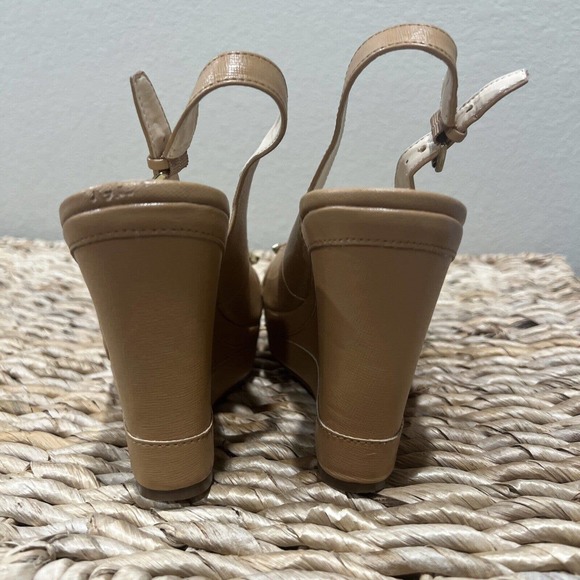 Tommy Hilfiger shoes women’s size 9.5 Brown peep toe slingback platform bow gold - Picture 9 of 13